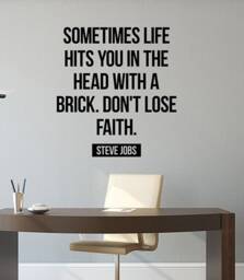 Sometimes Life Hits You Steve Jobs Quote Wall Decal Vinyl Sticker Success Motivational Saying Inspirational Art Home Office Decor 1Sj - thumbnail 1