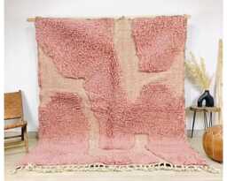 Dusty Pink Abstract Moroccan Rug, 3D Textured Berber Carpet, Large Handmade Wool Shag Modern Boho Decor, Custom Minimalist Area Mat