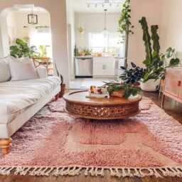 Dusty Pink Abstract Moroccan Rug, 3D Textured Berber Carpet, Large Handmade Wool Shag Modern Boho Decor, Custom Minimalist Area Mat - thumbnail 3