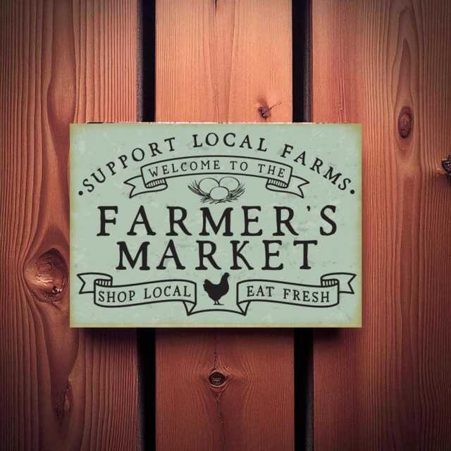 Farmers Market Metal Sign Weatherproof Plaque Rustic Farmhouse Decor Wall Art - image 1