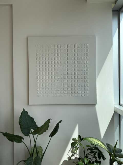 Pure Beige Textured Wall Art Minimalist 3D Plaster Painting Creamy Neutral For Living Room Large Modern Home Decor Canvas - image 1