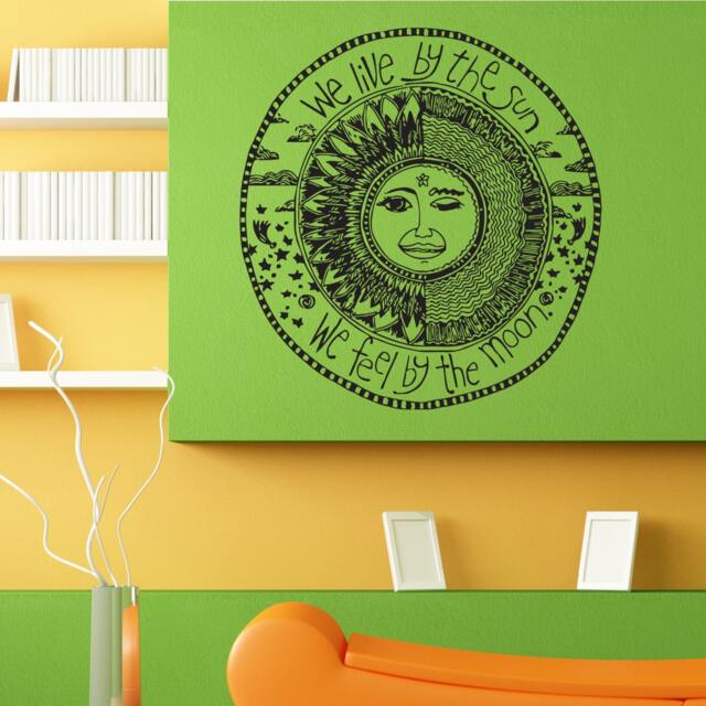 Wall Vinyl Sticker Decals Decor Art Bedroom Design Mural Sun Crescent Dual Sign Quote Ethnical Symbol Moon L102 - image 1