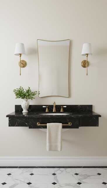 Curve Brass Mirror - Modern Bathroom Vanity Wall Mirrors - image 1