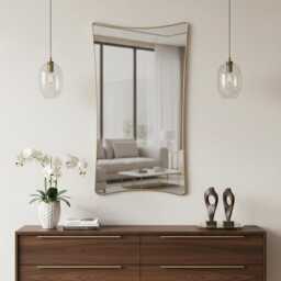 Curve Brass Mirror - Modern Bathroom Vanity Wall Mirrors - thumbnail 2