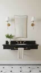 Curve Brass Mirror - Modern Bathroom Vanity Wall Mirrors - thumbnail 1