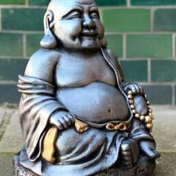 Massive Buddha Statue Happy Sculpture Concrete Sitting Figurine Japanese Decoration Lover Gift Zen Garden Ornament - thumbnail 2