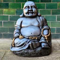 Massive Buddha Statue Happy Sculpture Concrete Sitting Figurine Japanese Decoration Lover Gift Zen Garden Ornament - thumbnail 1