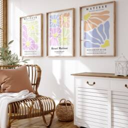 Pastel Set Of 3 Abstract Henri Matisse Prints, Modern, Gallery Wall Art, Bedroom, Living Room Decor - thumbnail 1