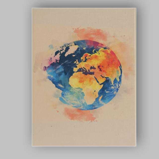 Watercolour Earth Globe Abstract Planet Illustration Canvas Wall Art Print Decor Picture Ready To Hang - image 1