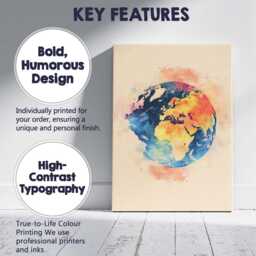 Watercolour Earth Globe Abstract Planet Illustration Canvas Wall Art Print Decor Picture Ready To Hang - thumbnail 2