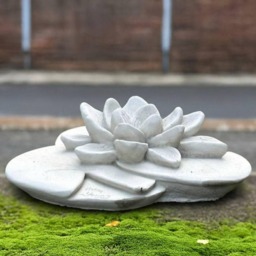 Concrete Water Lily Flower Statue Pond Lotus Decoration Stone Garden Ornament Handmade Outdoor Figure Cement Art - thumbnail 1