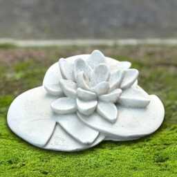 Concrete Water Lily Flower Statue Pond Lotus Decoration Stone Garden Ornament Handmade Outdoor Figure Cement Art - thumbnail 4