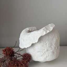 Handmade Wabi Sabi Vase Boho Clay Pottery, Organic Textured Vessel - thumbnail 3