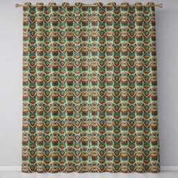 Tribal Geometric Boho Ethnic Pattern Seamless Design Readymade Eyelet Ring Top Thermal 100% Blackout Curtains - thumbnail 2