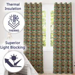 Tribal Geometric Boho Ethnic Pattern Seamless Design Readymade Eyelet Ring Top Thermal 100% Blackout Curtains - thumbnail 3