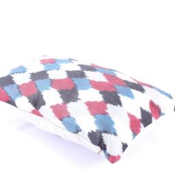 Ikat Silk Velvet Pillow 16x24 - Handmade Boho Cushion Cover Turkish Home Decor Accent - thumbnail 3