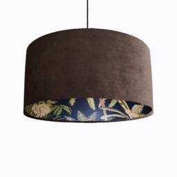 Brown Velvet Lampshade With Monkey Tropical Lining - thumbnail 1