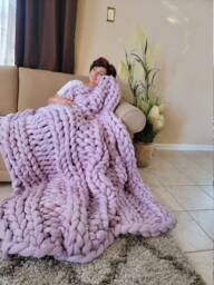 New Color Chunky Knit Blanket, Blanket, Merino Wool Yarn, Super Gift - thumbnail 1