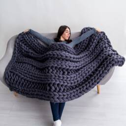 New Color Chunky Knit Blanket, Blanket, Merino Wool Yarn, Super Gift - thumbnail 2