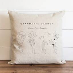 Grandma's Garden Pillow Cover - Customize With Kids Names & Birth Flowers Personalized Gift For Mom Or Grandma Custom Grandparent - thumbnail 3