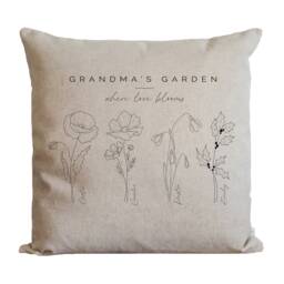 Grandma's Garden Pillow Cover - Customize With Kids Names & Birth Flowers Personalized Gift For Mom Or Grandma Custom Grandparent - thumbnail 2