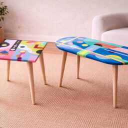 Funky 80S Resin Coffee Table Abstract Pop Art Boho Accent - thumbnail 4