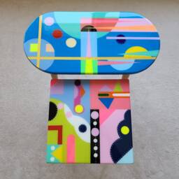 Funky 80S Resin Coffee Table Abstract Pop Art Boho Accent - thumbnail 3
