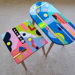 Funky 80S Resin Coffee Table Abstract Pop Art Boho Accent - thumbnail 2