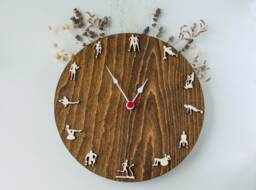 Fitness Wood Wall Clock, Gym Workout Room Decor, Motivational Gift - thumbnail 1