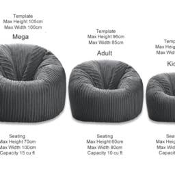 Giant Beanbag Ready Filled Huge Jumbo Cord Bean Bag Xxl Adults Beanbags Mega - thumbnail 2