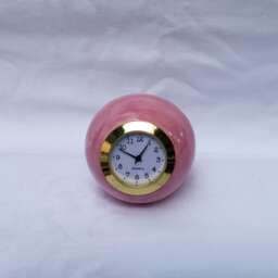 Pink Ball Desk Clock Small Ceramic Table Clock & Retro Shelf Decor - thumbnail 3