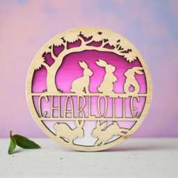 Personalised Bunny Name Sign - Handcrafted Wooden Nursery & Bedroom Wall Decor - thumbnail 1