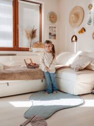 Pear Linen Play Mat Light Blue Padded Nursery Rug, Oeko-Tex