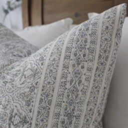 Floral Print Cotton Cushion Blue English Country Throw Pillow 50x50cm - thumbnail 3
