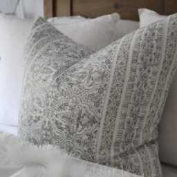 Floral Print Cotton Cushion Blue English Country Throw Pillow 50x50cm - thumbnail 2