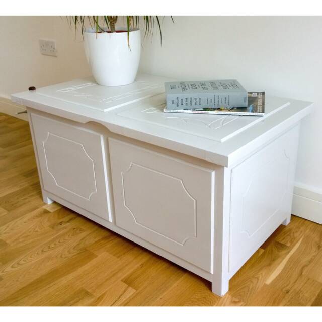 Handmade Blanket Box Ottoman White Raised Panel Storage Toy Chest - image 1