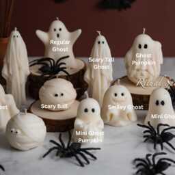 Ghost Candle Halloween Decor, Soy Wax, Pumpkin Spice Scent Home Spooky - thumbnail 4