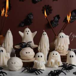 Ghost Candle Halloween Decor, Soy Wax, Pumpkin Spice Scent Home Spooky - thumbnail 2