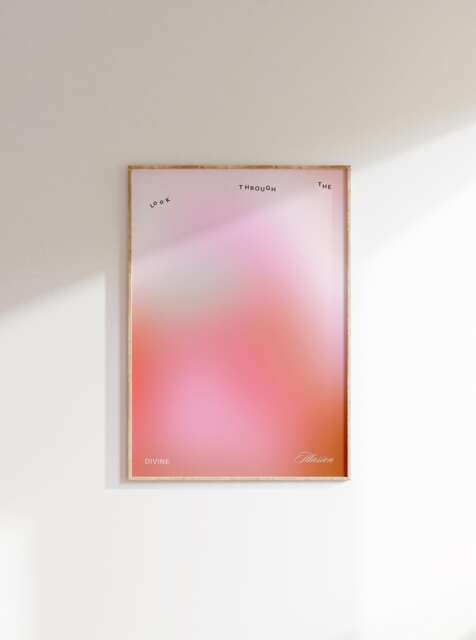 Gradient Art Print, Colorful Aura Poster, Positive Affirmation, Spiritual Quote, Dreamy Gradient, Pink Neutral Wall - image 1