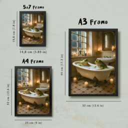 Framed Frogs in Bath Print, Funny Cozy Bathroom/Toilet Art - thumbnail 2