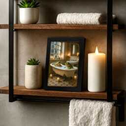Framed Frogs in Bath Print, Funny Cozy Bathroom/Toilet Art - thumbnail 3
