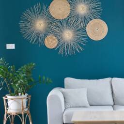 Woven Rattan Sunburst Wall Decor - Set Of 6, Boho Hanging Baskets - thumbnail 2