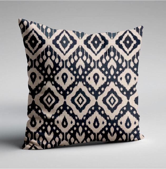 Dark Navy Geometric Cotton Cushion, Scatter Cushions. Multiple Sizes, Throw Cushion With Zip - image 1