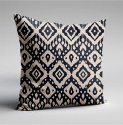 Dark Navy Geometric Cotton Cushion, Scatter Cushions. Multiple Sizes, Throw Cushion With Zip - thumbnail 1