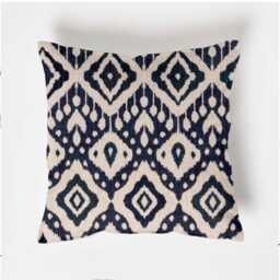 Dark Navy Geometric Cotton Cushion, Scatter Cushions. Multiple Sizes, Throw Cushion With Zip - thumbnail 2