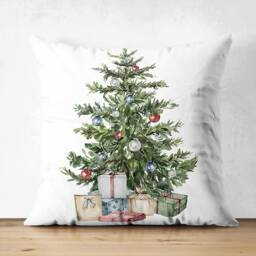 Christmas Suede Cushion Cover Snowman, Robin, Tree & Bells - thumbnail 3