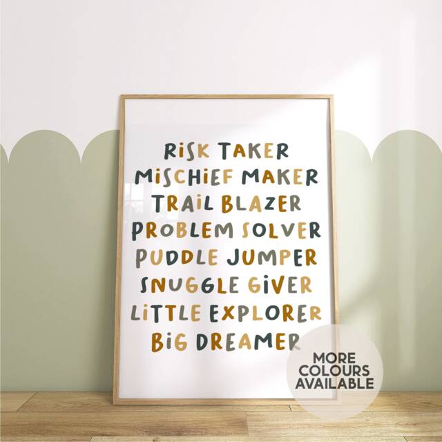 Children's Affirmations Print -- Boys Bedroom Print, Girls Playroom Decor, Positive Affirmations, Unframed - image 1