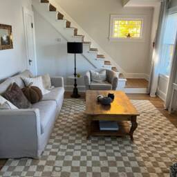 Handwoven Wool Checkered Rug, Beige & White Moroccan Berber Style - thumbnail 3