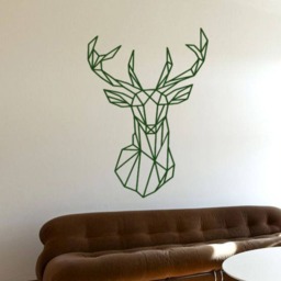 Geometric Deer Wall Art, Living Room Decor, Removable Wall Decal, Animal Large Deer Stylish Decor - thumbnail 4
