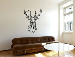 Geometric Deer Wall Art, Living Room Decor, Removable Wall Decal, Animal Large Deer Stylish Decor